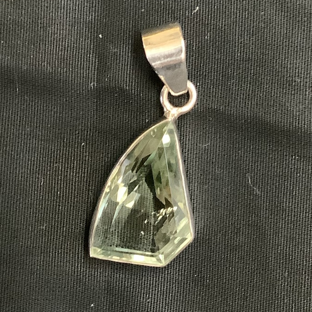 New green amethyst pendant 925 silver